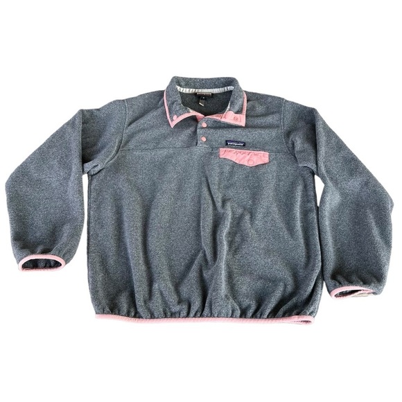 Patagonia Synchilla Snap-T Fleece Pullover Gray Pink Medium Gorpcore Hiking GUC - Picture 3 of 11